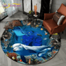 3D Ocean Dolphin Area Rug  NonSlip Underwater Illusion Round Carpet 26