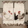 2Piece Cafe Curtains Kitchen Window Retro Polka Dot Chicken Print Panels 6
