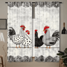 2Piece Cafe Curtains Kitchen Window Retro Polka Dot Chicken Print Panels 7