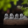 Cute Zen Monk Statues Serene Meditation Decor  Mini Garden Figurines Set 4