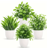 4 Pack Mini Artificial Potted Plants Fake Bonsai Greenery For Home  Office Decor 2
