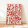 Retro Beige Floral Line Wall Art Minimalist Neutral Canvas Print Frameless 8