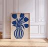 Retro Beige Floral Line Wall Art Minimalist Neutral Canvas Print Frameless 14