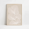 Retro Beige Floral Line Wall Art Minimalist Neutral Canvas Print Frameless 17