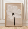 Retro Beige Floral Line Wall Art Minimalist Neutral Canvas Print Frameless 21