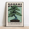 Frameless Bonsai Wall Art  Retro Japanese White Pine Canvas Poster 1