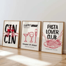 3PCS Cocktail Wall Art Set Retro Italian Happy Hour Kitchen  Bar Posters 1
