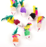 Cute Soft Wool Mouse Cat Toy With Colorful Feathers 2