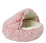 Soft Plush Covered Cat Bed Warm Round Sleeping Cave For Cats  Small Dogs 3