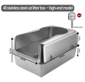 Stainless Steel HighSided Cat Litter Box With Lid  Scoop  LeakProof Large Cat Toilet 1