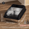 Stainless Steel SemiEnclosed Cat Litter Box  LeakProof Large Cat Toilet With Lid 12