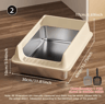Stainless Steel SemiEnclosed Cat Litter Box  LeakProof Large Cat Toilet With Lid 15