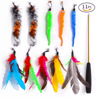 Retractable Cat Wand Toy Set  Feather Teaser With Caterpillar Replacement Heads 3