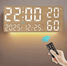 Large Digital Wall Clock 7Color Mood Light Dual Alarms  Countdown Timer 1