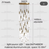 Modern Luxury Vertical LED Chandelier  Long Tube Pendant Light For Staircases 2