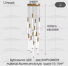 Modern Luxury Vertical LED Chandelier  Long Tube Pendant Light For Staircases 5
