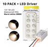 10PCS Mini LED Spotlights  1W DC12V IP65 Waterproof Cabinet Lights 1