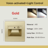 LED Motion Sensor Stair Light  Recessed VoiceActivated Wall Lamp 2