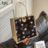 Canvas Tote Bag Linen Handbag Large Capacity Reusable Shopping And Beach Bag With Button 1