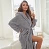 Pink Flannel Coral Fleece Hooded Winter Robe Long Womens Bathrobe 3