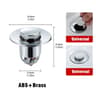 BrassGuard Universal Pop Up Sink Drain Stopper With Hair Catcher 2