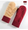 Double Layer Knitted Winter Gloves Thick Warm Velvet Lined Full Finger Gloves 4