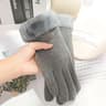 Warm Womens Touchscreen Gloves Plush Lined Suede Winter Driving Gloves 0