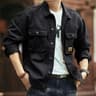Vintage Mens Denim Workwear Jacket Heavyweight Washed French Style Autumn Winter Coat 0