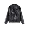 Womens PU Leather Jacket Stand Collar Asymmetric Button Casual Black Biker Jacket 0