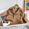 Kids Boys PU Leather Jacket Classic Zipper Motorcycle Style Coat 2