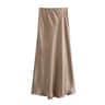 High Waist Satin Midi Skirt Elegant Black Summer Skirt For Women 4