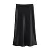 High Waist Satin Midi Skirt Elegant Black Summer Skirt For Women 1