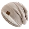 Unisex Slouchy Knit Winter Beanie Hat With Fur Lined Warm Interior 9