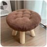 Round Upholstered Footstool Small Decorative Ottoman Shoe Changing Stool For Living Room 3