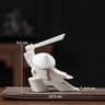 White Ceramic Samurai Figurine Geometric Oriental Warrior Decor 4
