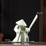 White Ceramic Samurai Figurine Geometric Oriental Warrior Decor 2