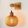 Japanese Bamboo Rattan Wall Sconce Handwoven Farmhouse Light 1