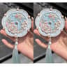 Beijing Hibiscus Handheld Makeup Mirror Portable Chinese Style Travel Souvenir Mirror 4