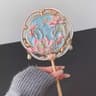 Beijing Hibiscus Handheld Makeup Mirror Portable Chinese Style Travel Souvenir Mirror 2