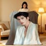 Zhang Linghe Plush Throw Blanket Soft Celebrity Sofa Blanket 17