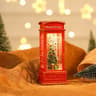 Vintage Christmas Phone Booth LED Light With Santa And Snowman 1
