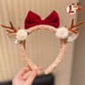 Cute Christmas Reindeer Antler Headband With Festive Bow For Girls 1