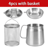 Stainless Steel Oil Filter Pot  20L Grease Keeper With Lid  Frying Basket 7