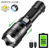 Powerful P70 LED Flashlight  5000LM Ultra Bright Tactical Zoom Torch With Builtin 18650 Battery 6