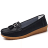 Womens Comfortable Leather Casual Flat Loafers Breathable Slip On Nurse Shoes 6