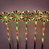 Solar 5Pack Candy Cane Christmas Pathway Lights  Waterproof Outdoor Holiday Stakes 6