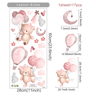 Pink Cartoon Bear Balloon Wall Stickers  Cute Kids Room  Nursery Wall Decals Decor 5