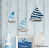 3PCS Blue Wooden Sailboat Wall Decor  Coastal Farmhouse Nautical Art Set 5