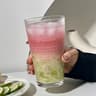 Cute Glass Tumbler With Straw And Lid Transparent Bubble Tea Cup Iced Coffee Juice Tea Glass Letter 6