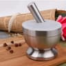 Stainless Steel Mortar and Pestle Garlic Crusher Bowl with Lid Compact Kitchen Grinder